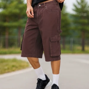 men s brown washed baggy fit cargo carpenter shorts 662180 1753174098 1